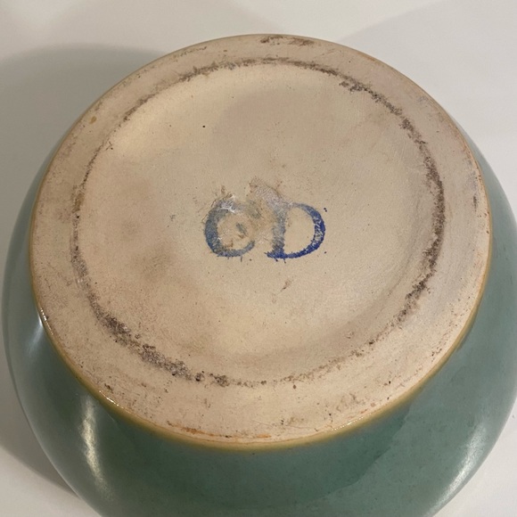 Stamped Pottery Fish Bowl Planter No Drainage Hole Stamped “CD” on Bottom - Picture 2 of 6